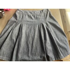 Jones New York Signature Woman Blue Denim Pleated A-Line Skirt Plus Size 18W